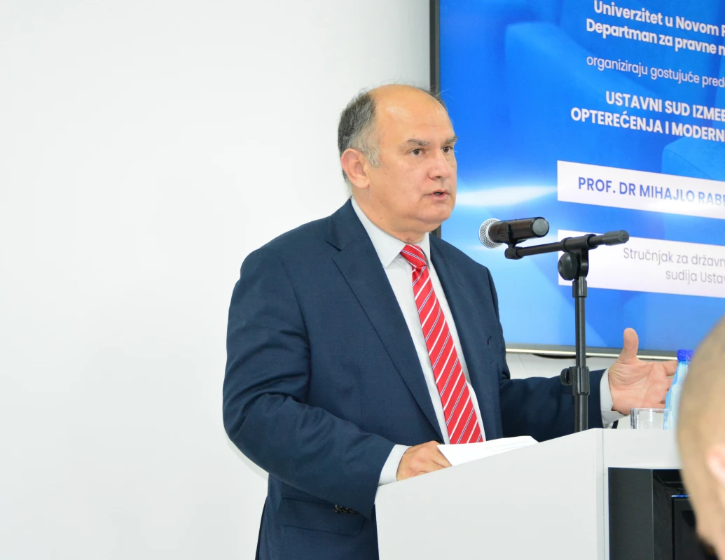 Судија Уставног суда др Михајло Рабреновић одржао предавање на Универзитету у Новом Пазару